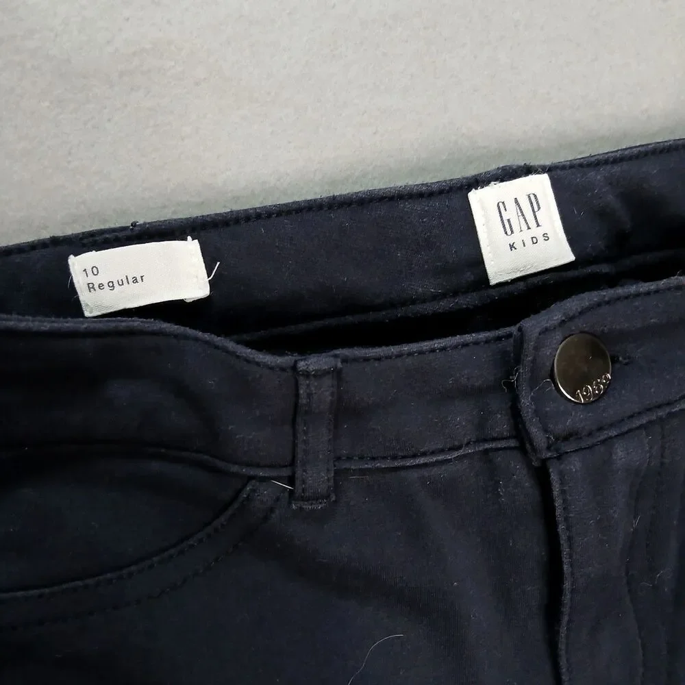 Gap Kids Ponte Pants Skinny Stretch Adjustable Waist Black Pockets Slim Girls 10